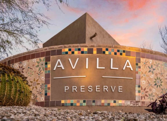 Full Monument Sign at Avilla Preserve Apartment Homes in Tucson Arizona