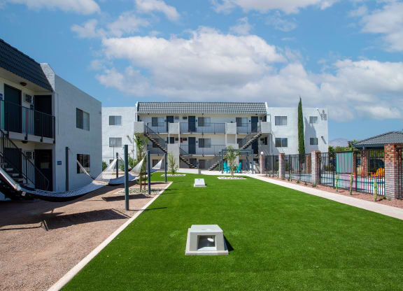 Hammock Lounge Area and Lawn Game Area at The Link at 4th Ave Apartments