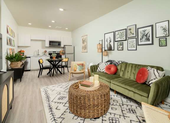 Kitchen and living Room at Streamliner 67th in Phoenix Arizona