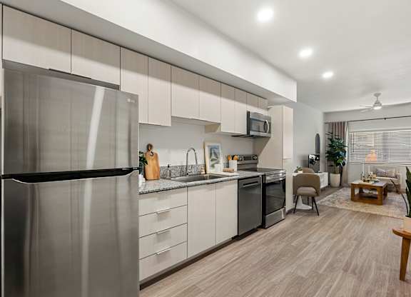 Kitchen in One Bedroom and One Bath at Lucero Apartment Homes in Phoenix Arizona