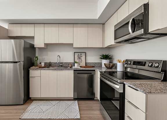 Kitchen in Two Bedroom and Two Bath at Lucero Apartment Homes in Phoenix Arizona