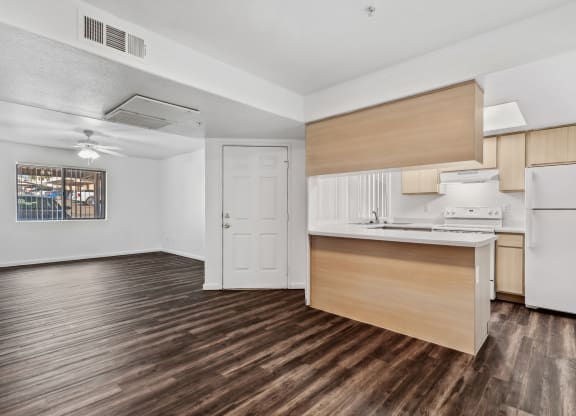 Living Room and Kitchen at Stone Ridge Apartments in Bullhead City