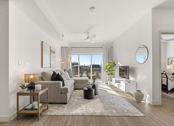 Livingroom and Bedroom in Two Bedroom and Two Bath at Lucero Apartment Homes in Phoenix Arizona