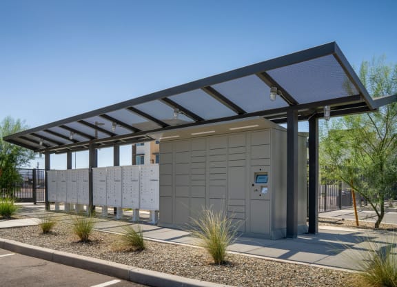 mail and package locker at Streamliner 16th Apartments in Phoenix