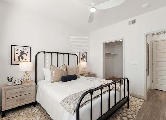 Main Bedroom with Closet in Two Bedroom and Two Bath at Lucero Apartment Homes in Phoenix Arizona