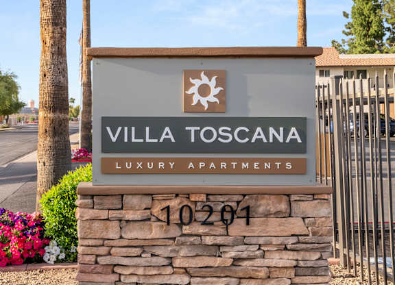 Monument Sign at Villa Toscana Apartments in Phoenix Arizona