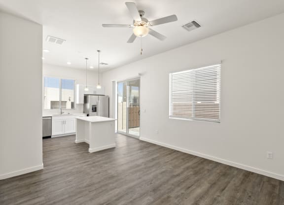 One Bedroom Kitchen and Living Room at Casitas Catalina Apartments in Tucson