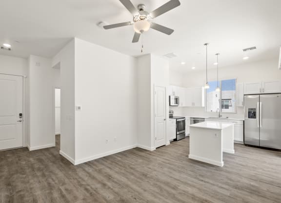 One Bedroom Living Room and Kitchen at Casitas Catalina Apartments in Tucson