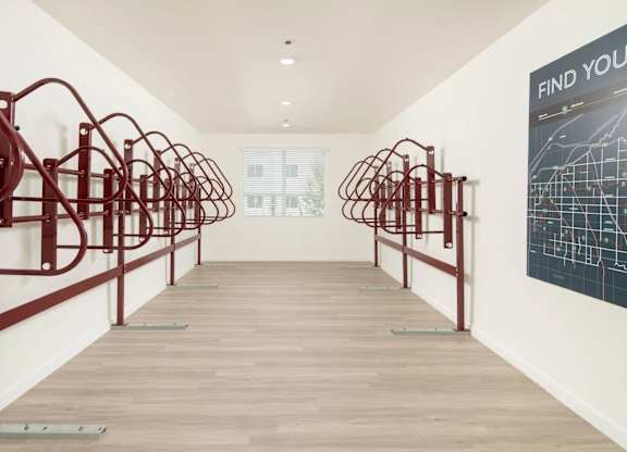 A hallway with a sign that says "find you" on the wall.