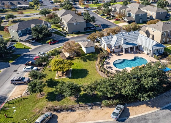 Pool aerial at Links at Forest Creek in Round Rock Texas near Austin