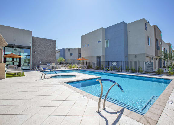 Pool and pool patio at Senderos at South Mountain in Phoenix AZ September 2020