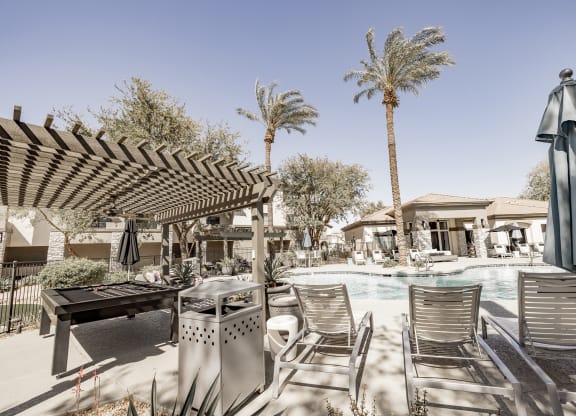 Pool Exterior and Lounge Area at Haven Townhomes at P83 in Peoria Arizona
