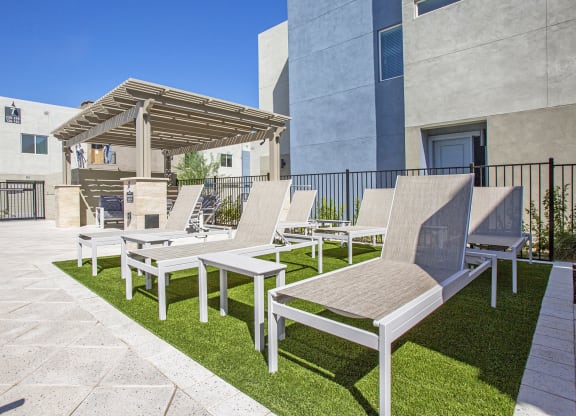 Pool patio at Senderos at South Mountain in Phoenix AZ September 2020
