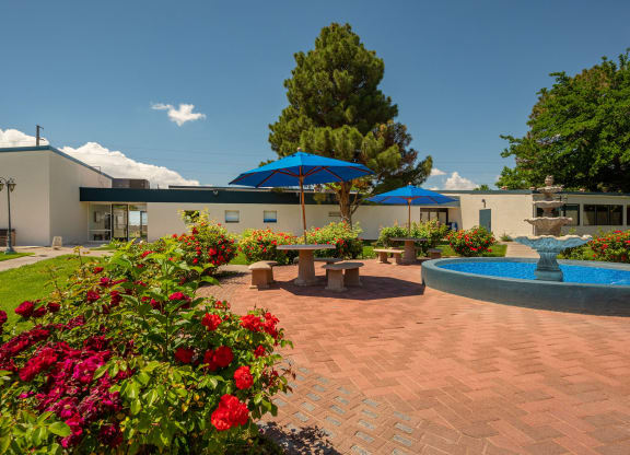 Rose Garden Fountain at Blue Agave Villas in Rio Rancho New Mexico