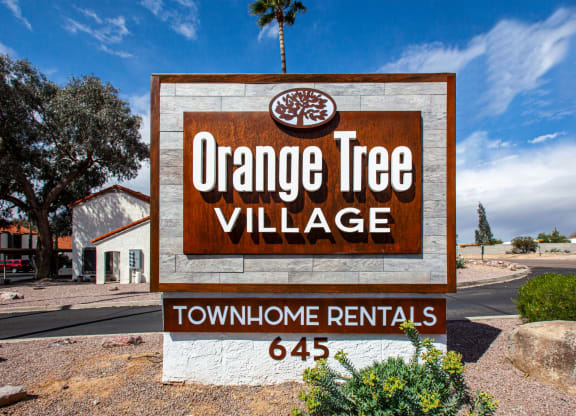 Signage at Orange Tree Village Apartments in Tucson AZ