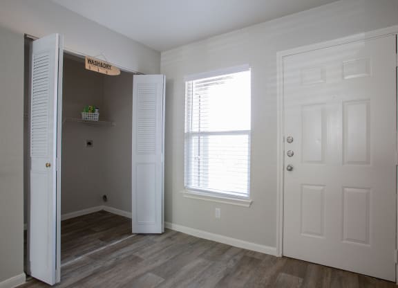 Washer and Dryer storage Area at The Bluffs at Tierra Contenta Apartments