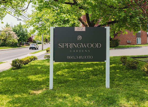 Sign at Springwood Gardens, New Britain, CT, 06053