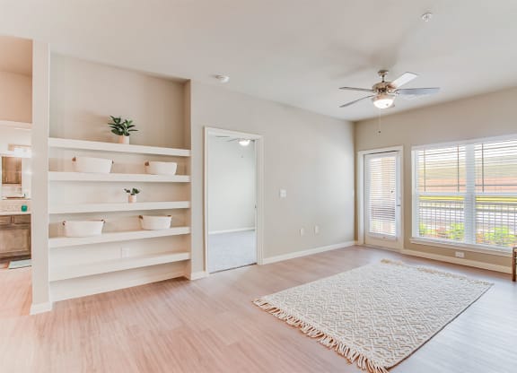 Boterra at Lago Mar Living Room with Built In Shelves