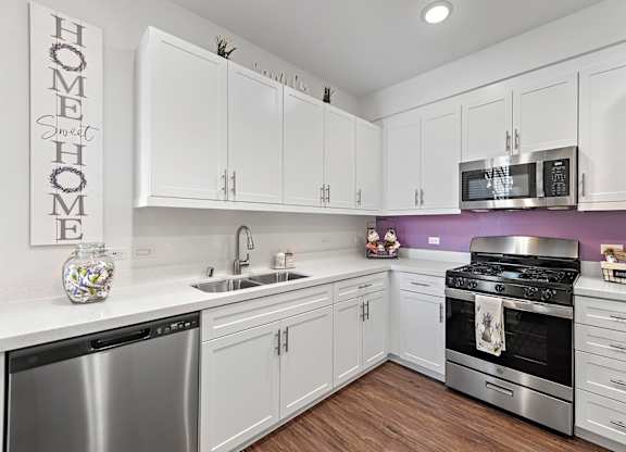 Chef-Inspired Kitchens Feature Stainless Steel Appliances at LEVANTE APARTMENT HOMES, Fontana, CA