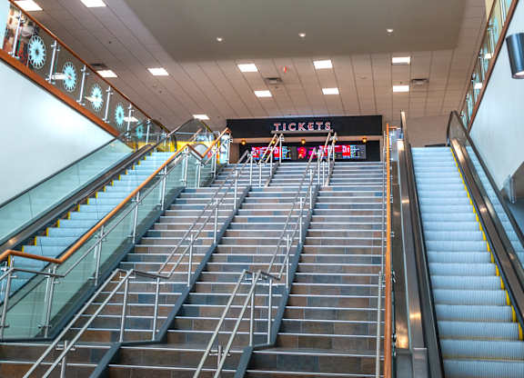 the escalator and stairs in a subway station