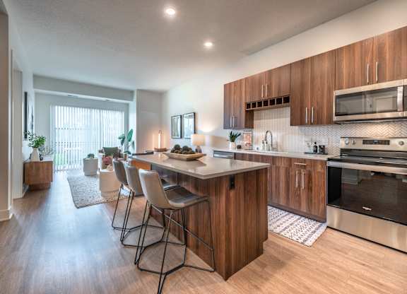 the preserve at ballantyne commons apartment kitchen and living room