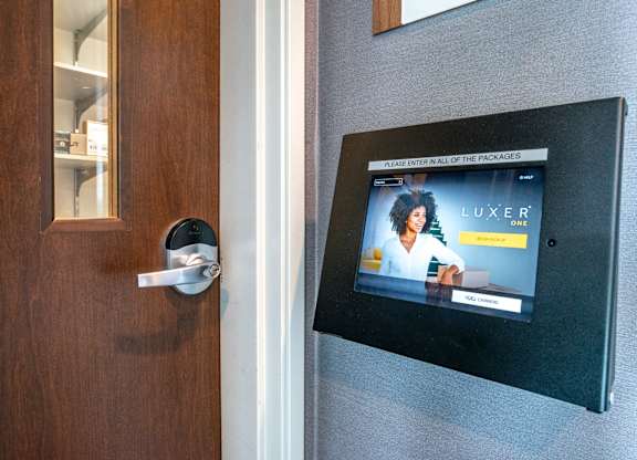 a door with a screen on the side of it