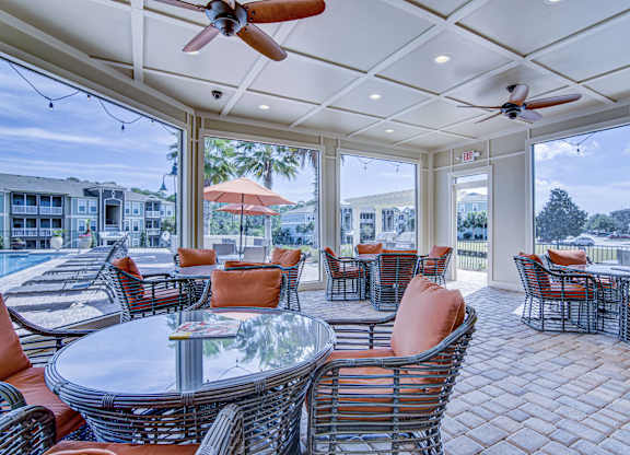 A patio with a table and chairs is shown.