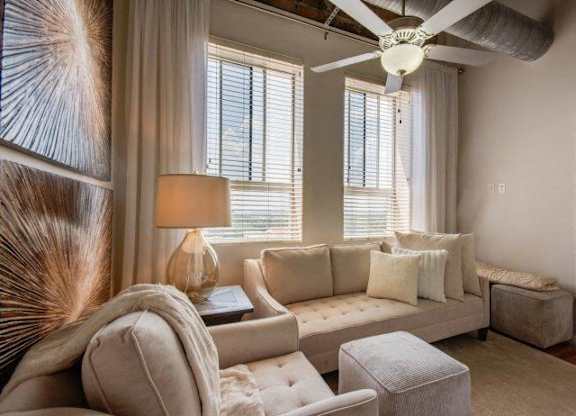 Living Room Interior at The Tower Apartments, Tuscaloosa