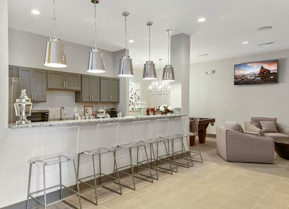 Bar Seating in Clubroom at Austin Place Apartments