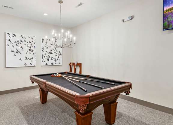 Billiards Table in Clubroom at Austin Place Apartments