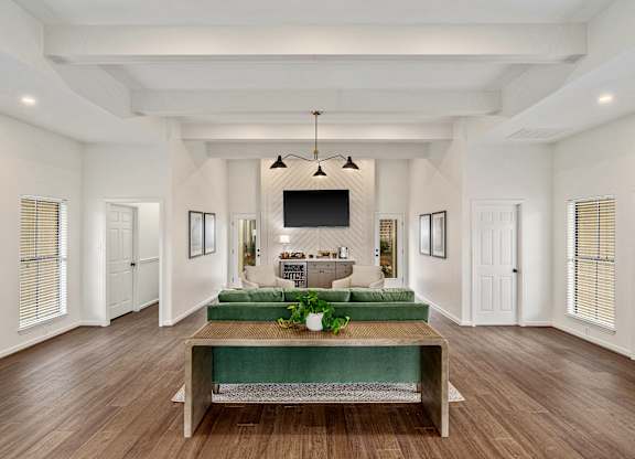 Clubhouse entry at Oakley at Hillcrest with seating and entry table