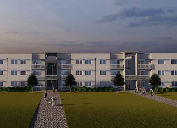 Modern exterior building rendering of The The Renaissance