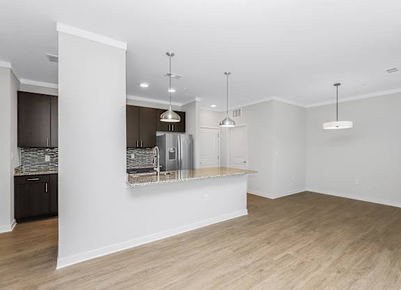 Large kitchen island and breakfast area at Southern at Santa Rosa