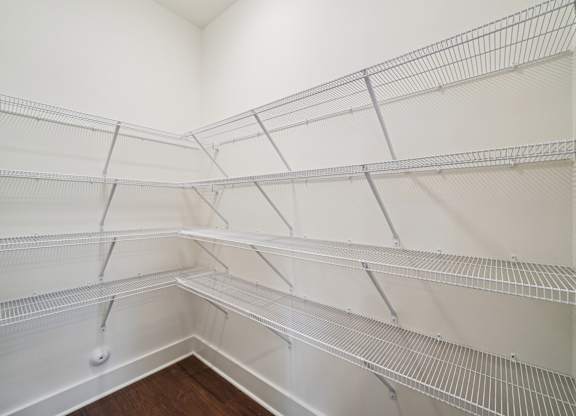 Walk-in pantry with shelving at Turnberry Park Apartments in Gardendale, AL