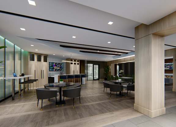 Large co-working space in the clubhouse at Zen City Center Troy, MI