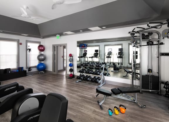 Fitness center with cardio and weight equipment