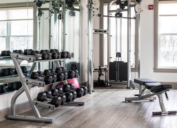 Fitness center with weights