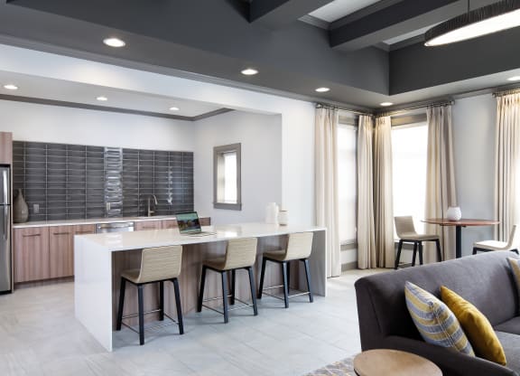 Resident lounge with kitchen and seating