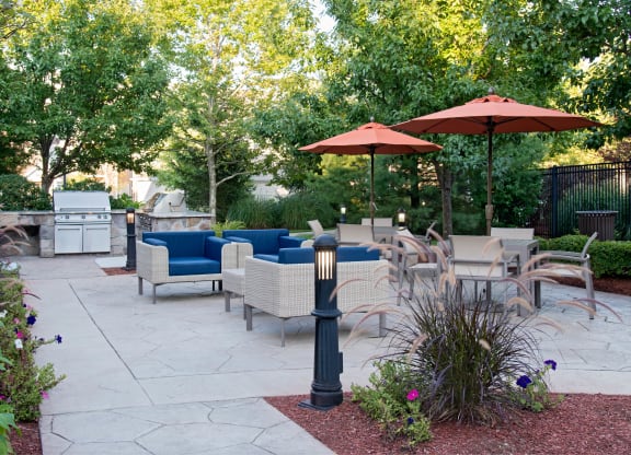 Outdoor seating and barbecue grills