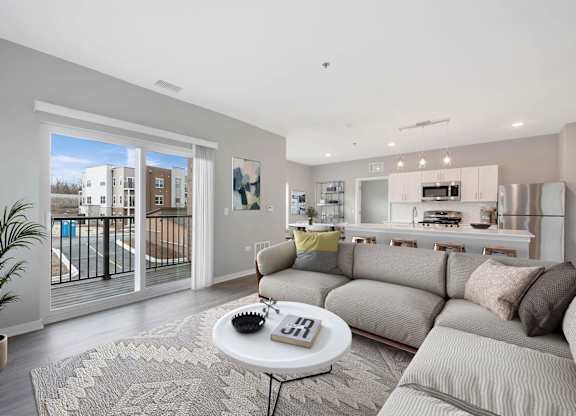 Apartment Living Room with Private Balcony in New Lenox, IL