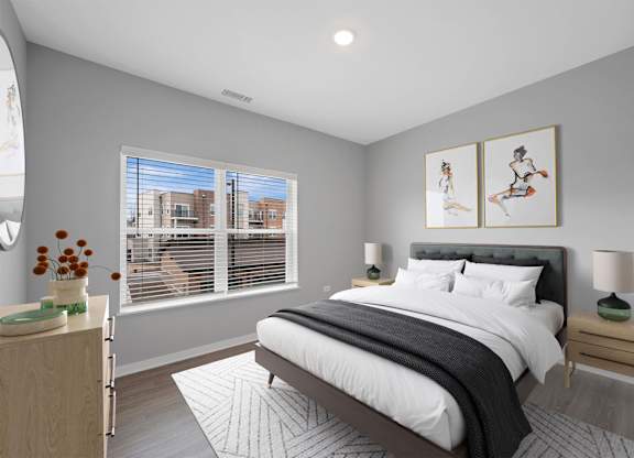 Bright Apartment Bedroom at Lincoln Station Rowhomes