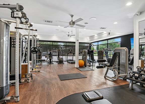 Markethaus 3700 A gym with a variety of equipment including weights and cardio machines.