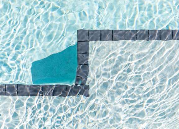 blue / white design of the pool at Harper Apartments in St Paul, MN