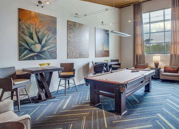 Clubhouse gathering space at Twin Creeks Crossing, Allen apartments