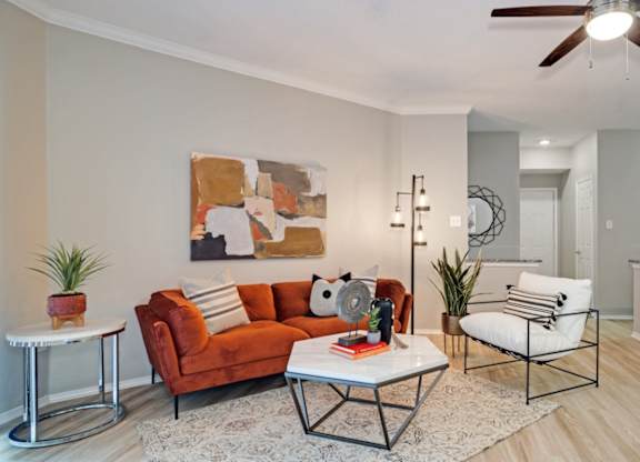Living room with natural light at The Lana, 2 bedroom apartments in Dallas