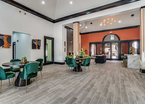 Resident clubhouse lounge at The Lana, Dallas apartments