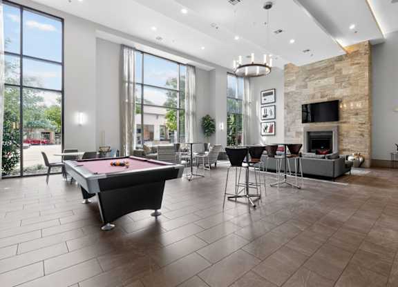 Billiard room at The Carson at Twin Creeks, apartments in Allen, TX