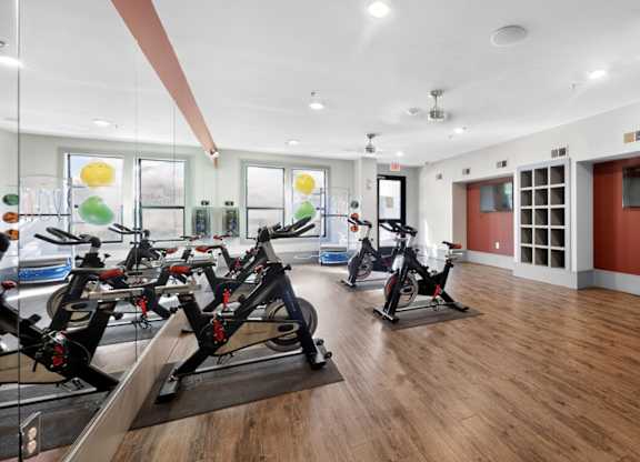 Cardio and workout area at The Carson at Twin Creeks, apartments in Allen