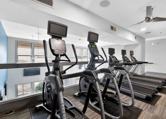 Modern fitness center at The Carson at Twin Creeks in Allen