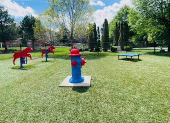 A blue fire hydrant